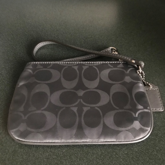 Coach Gray Canvas Leather Signature C Wristlet Mini Pouch - Picture 8 of 16